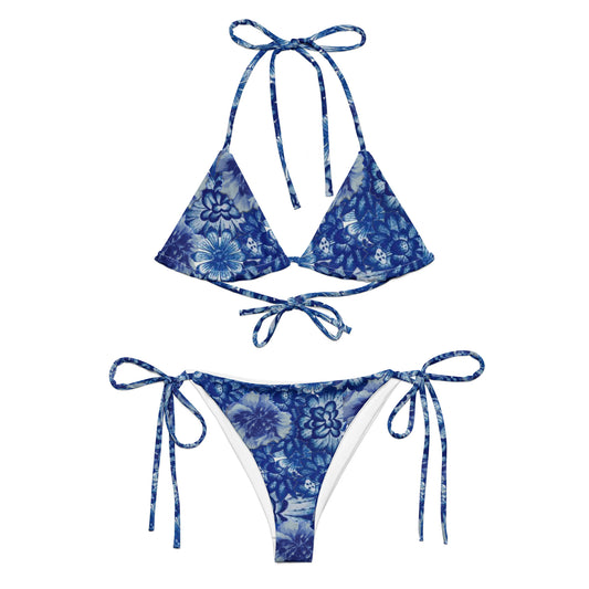 blue floral bikini set