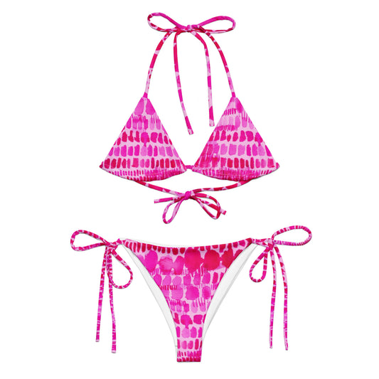 pink watercolor bikini set